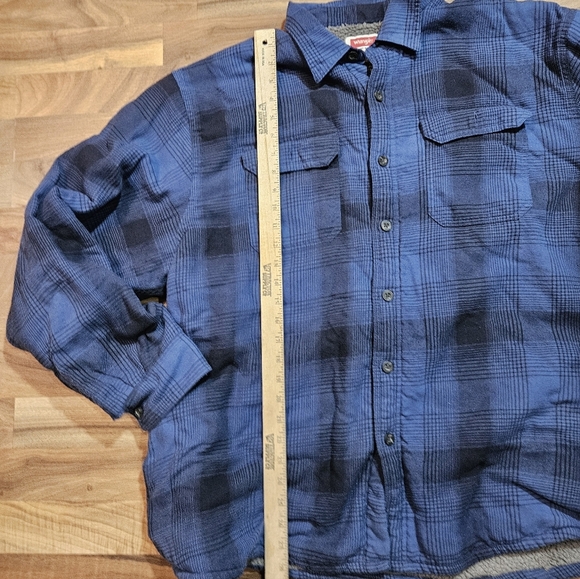 Wrangler Heavyweight Sherpa Lined Plaid Flannel Shirt Jacket BlueCabincore XL - Picture 8 of 11